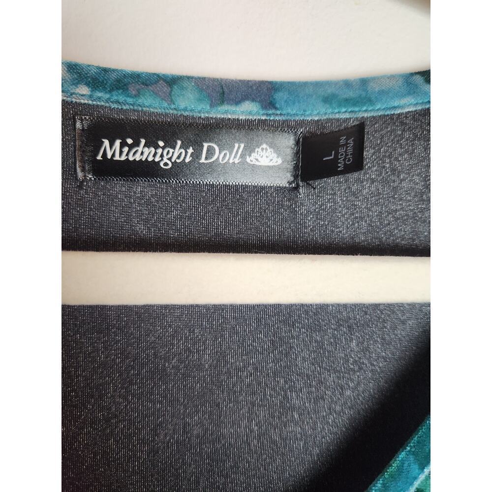 Midnight Doll Velvet babydoll dress sz L 3/4 sleeve fairycore witchy goth Y2K - Picture 4 of 10